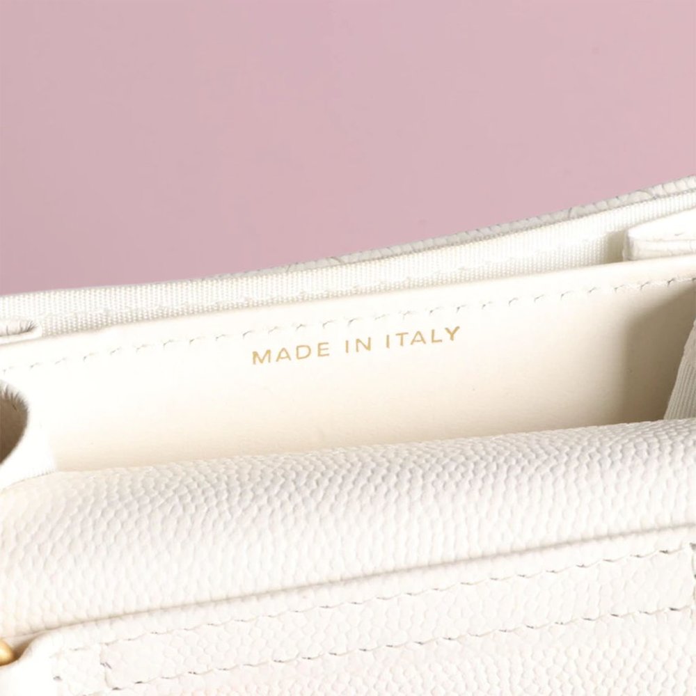 Chanel Plate Logo CC Flap Card Holder on Chain Quilted Caviar Mini - Picture 7 of 11